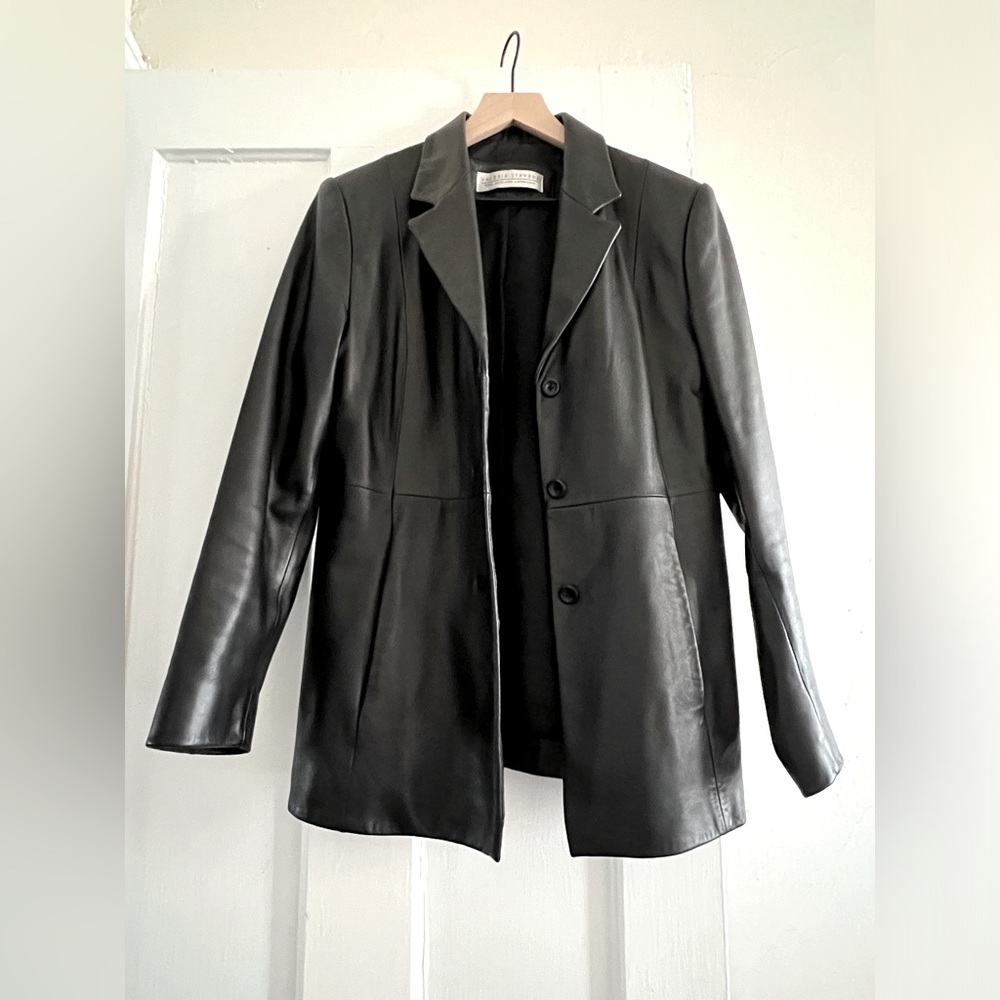 Women’s Black 100% Leather Coat, S